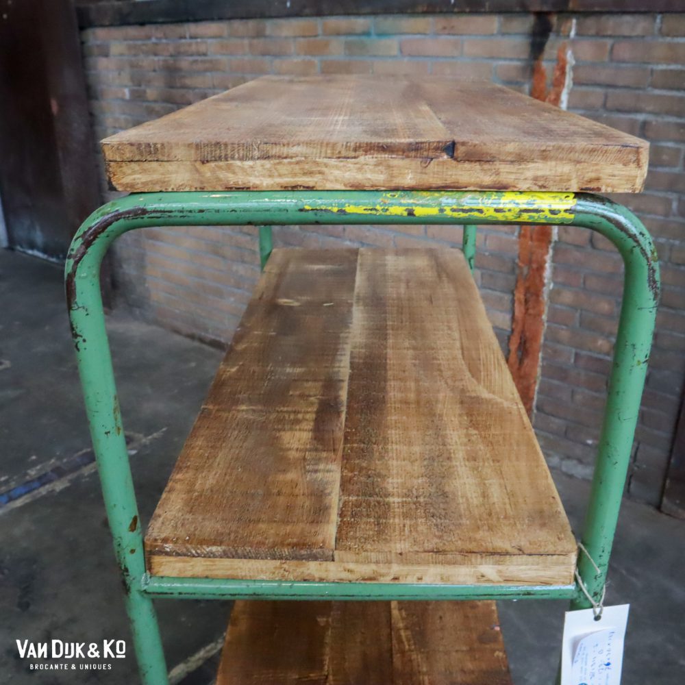 Industriële trolley met houten planken - Afbeelding 9