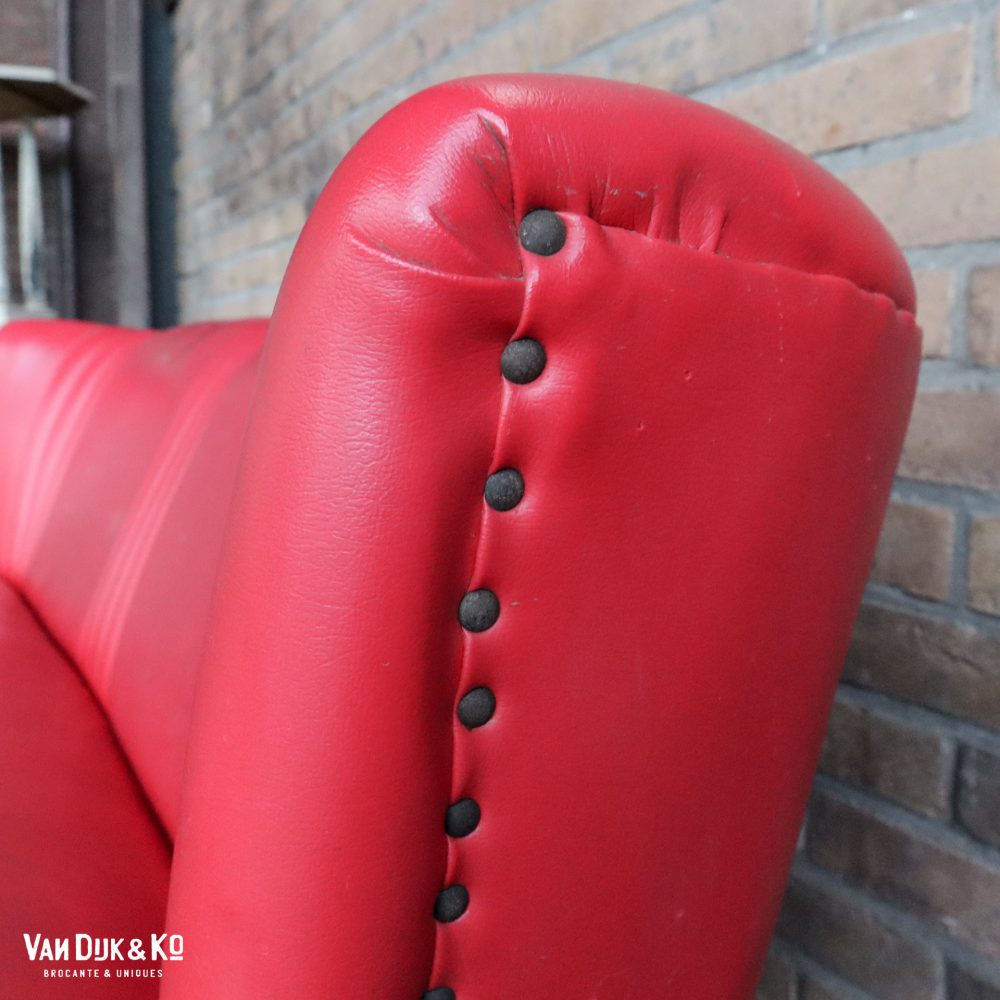 Rode leren vintage bank