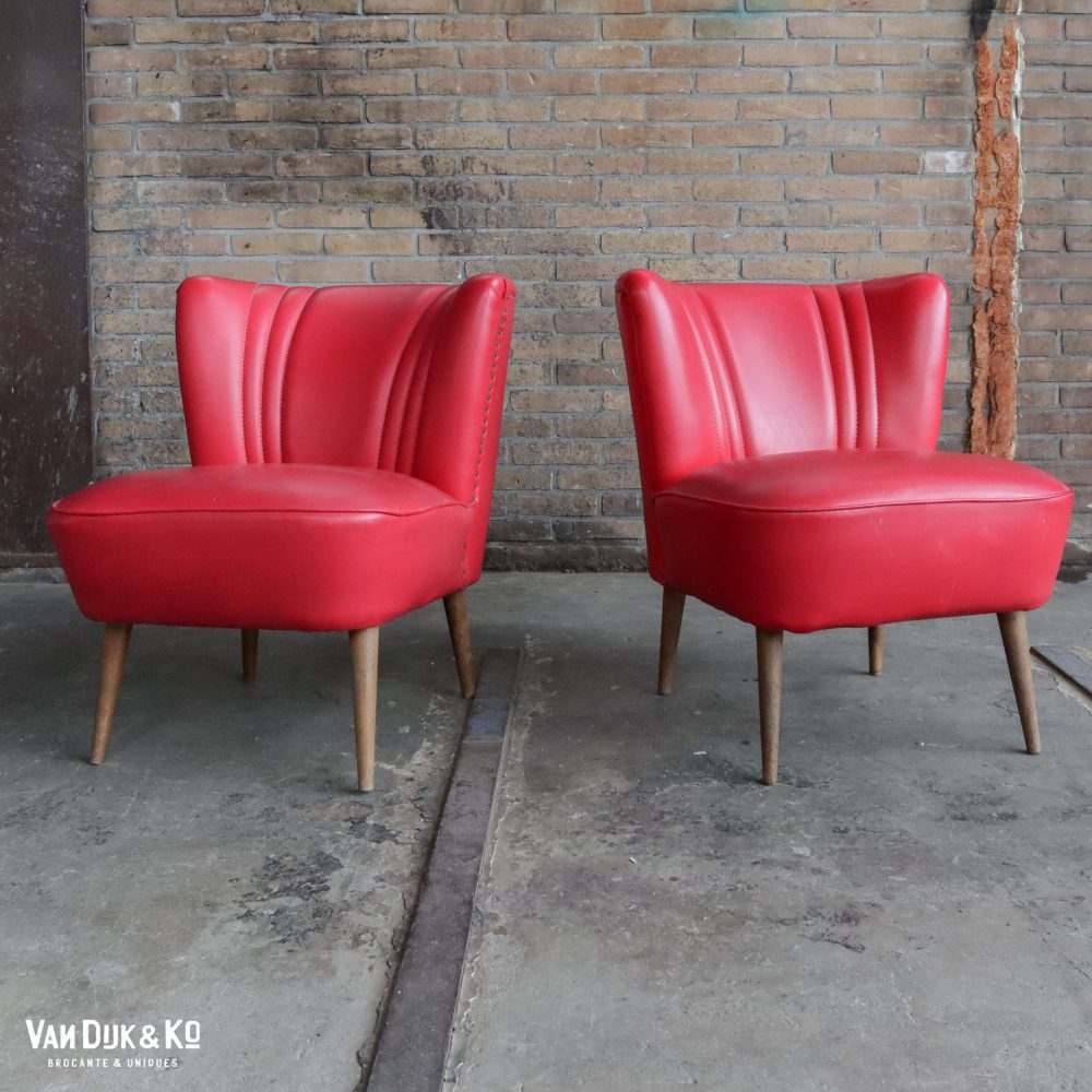 Rood leren vintage fauteuil