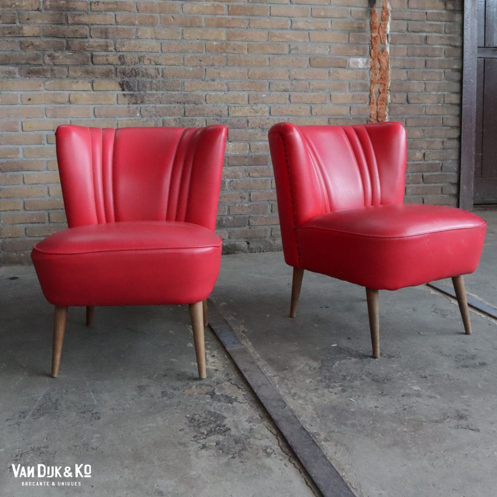 Rood leren vintage fauteuil