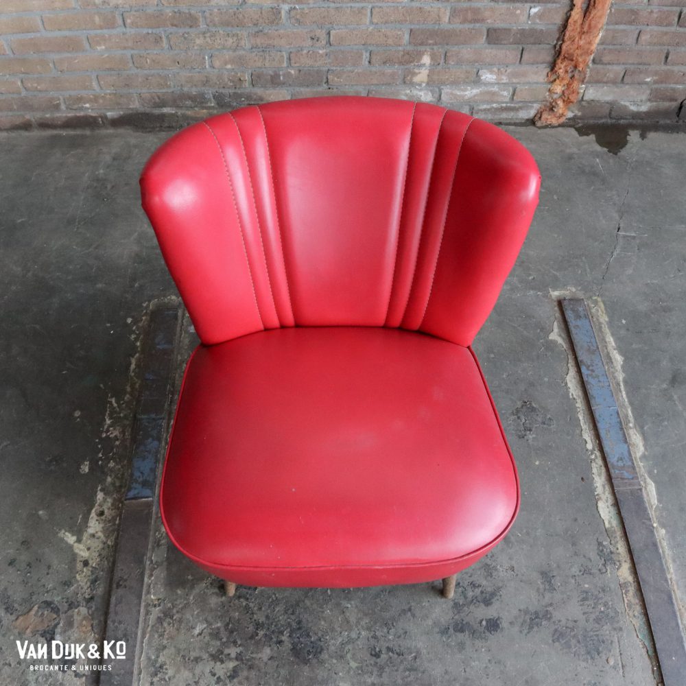 Rood leren vintage fauteuil