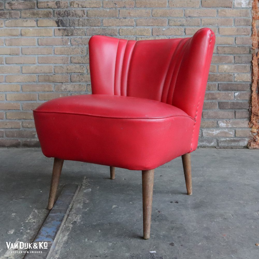 Rood leren vintage fauteuil