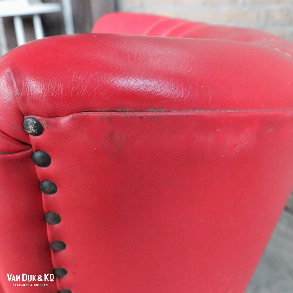 Rood leren vintage fauteuil