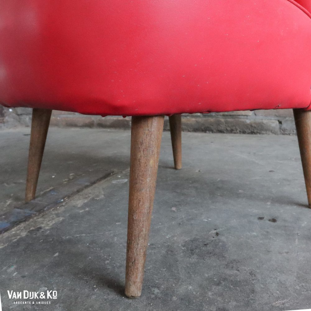 Rood leren vintage fauteuil