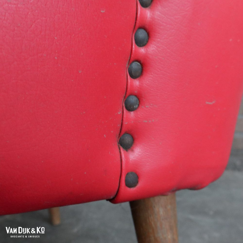 Rood leren vintage fauteuil