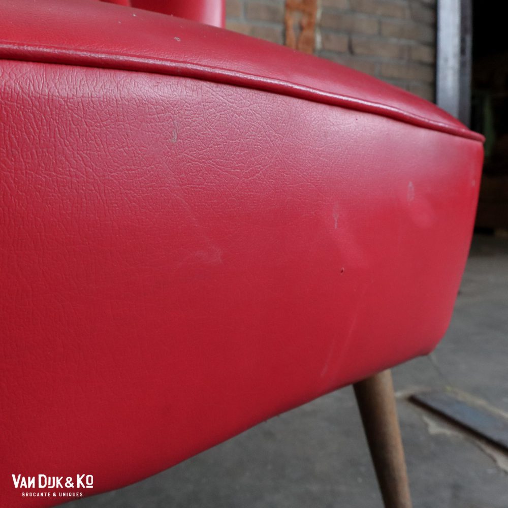 Rood leren vintage fauteuil