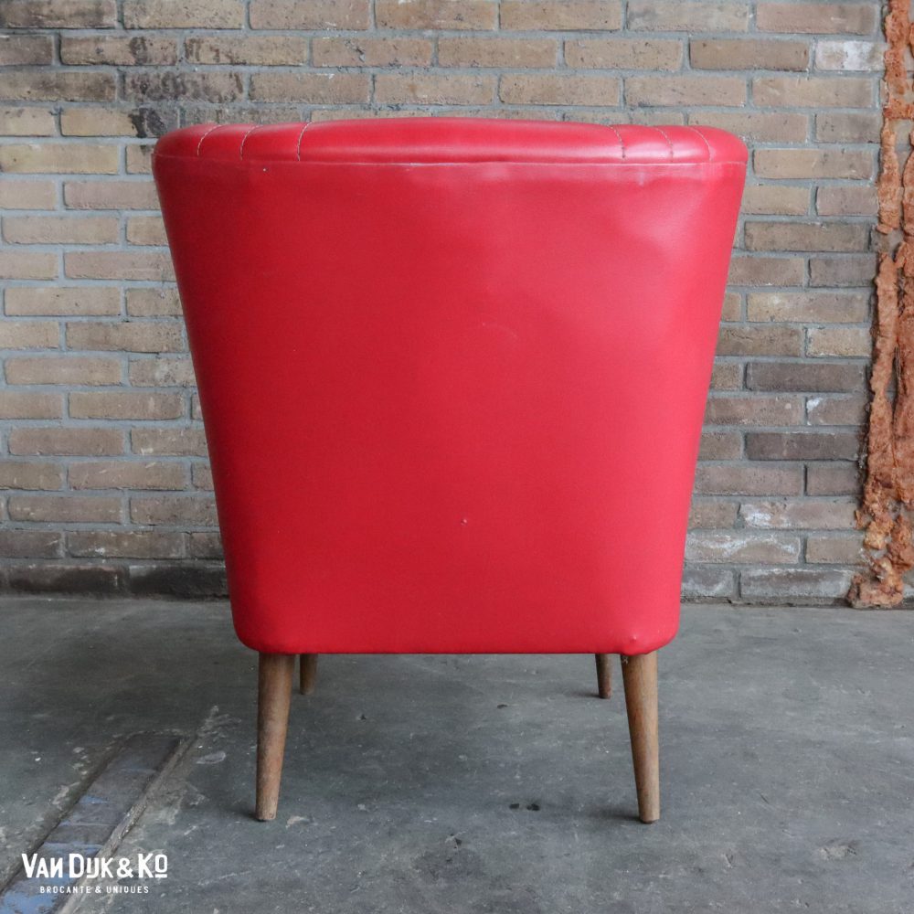 Rood leren vintage fauteuil