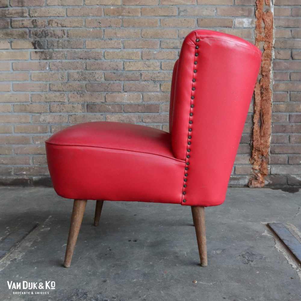 Rood leren vintage fauteuil