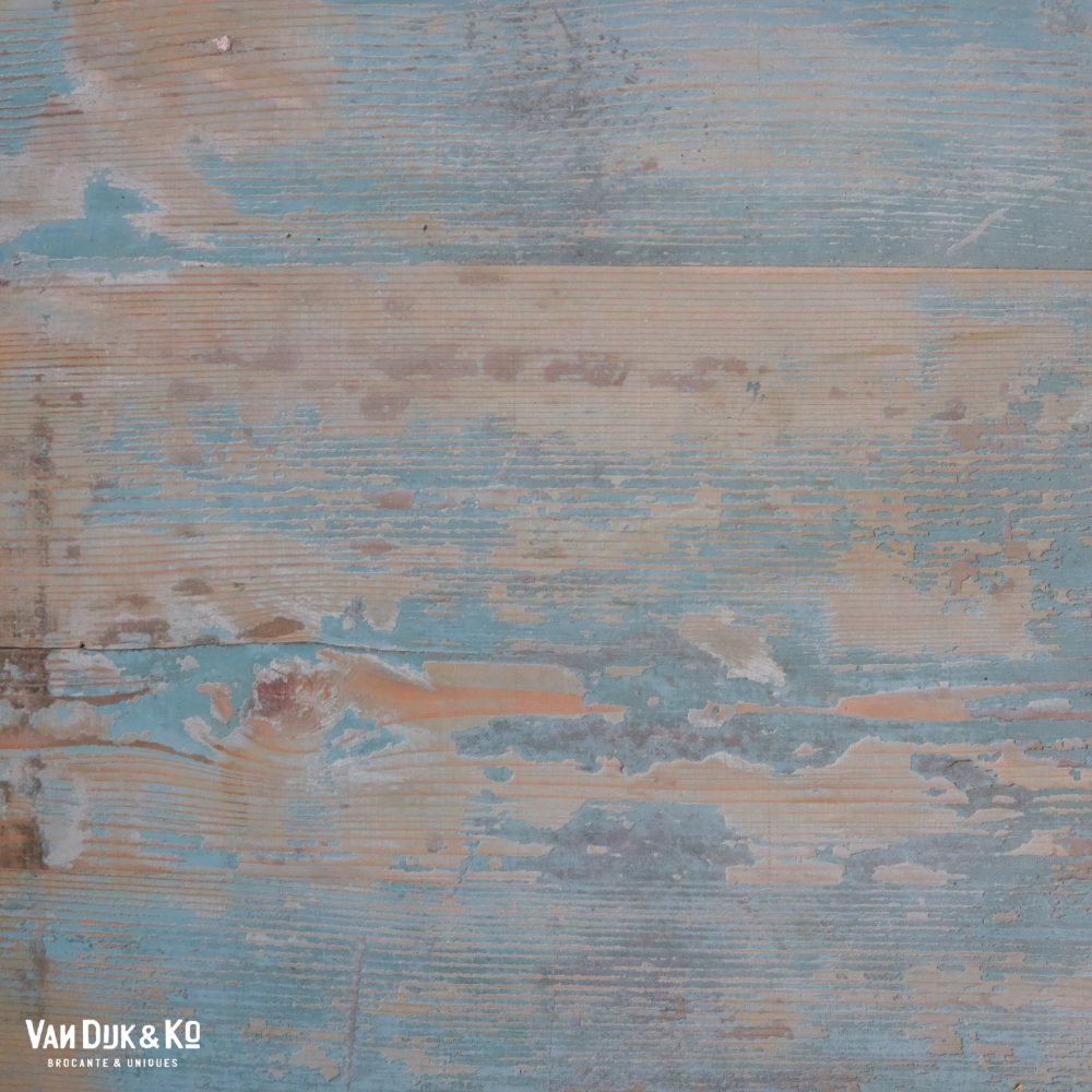 brocante witte tafel met blauw blad - Afbeelding 7