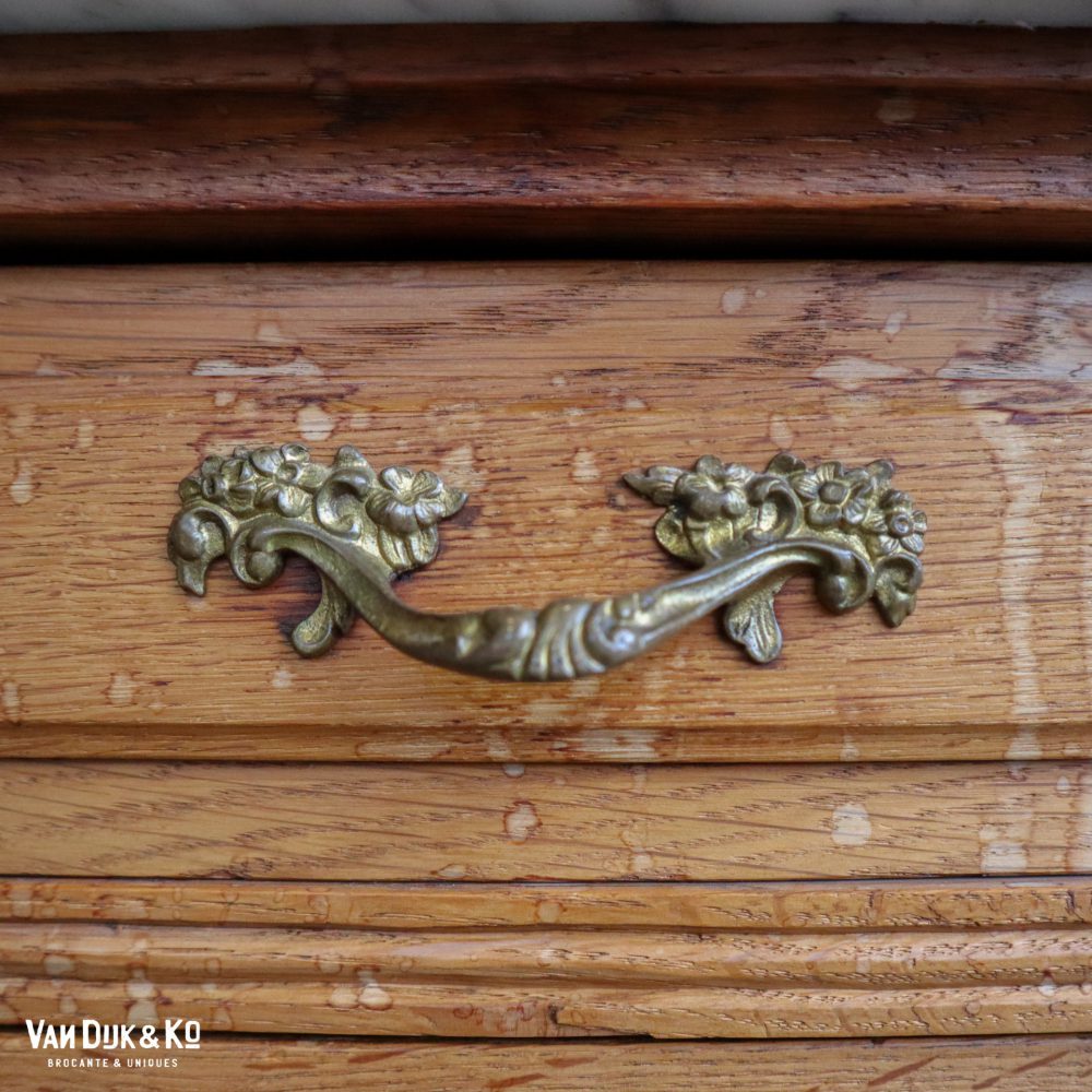 vintage kast met marmeren blad & spiegel - Afbeelding 11