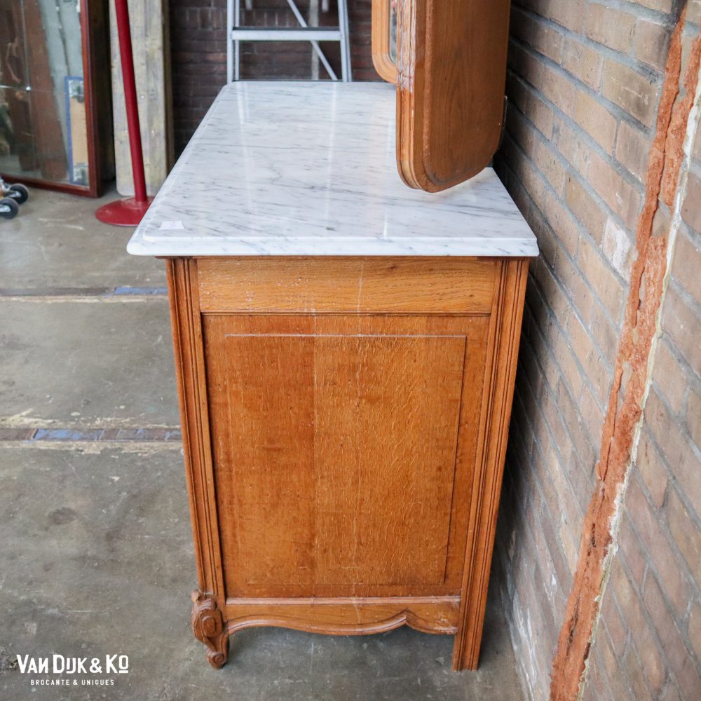 vintage kast met marmeren blad & spiegel - Afbeelding 10