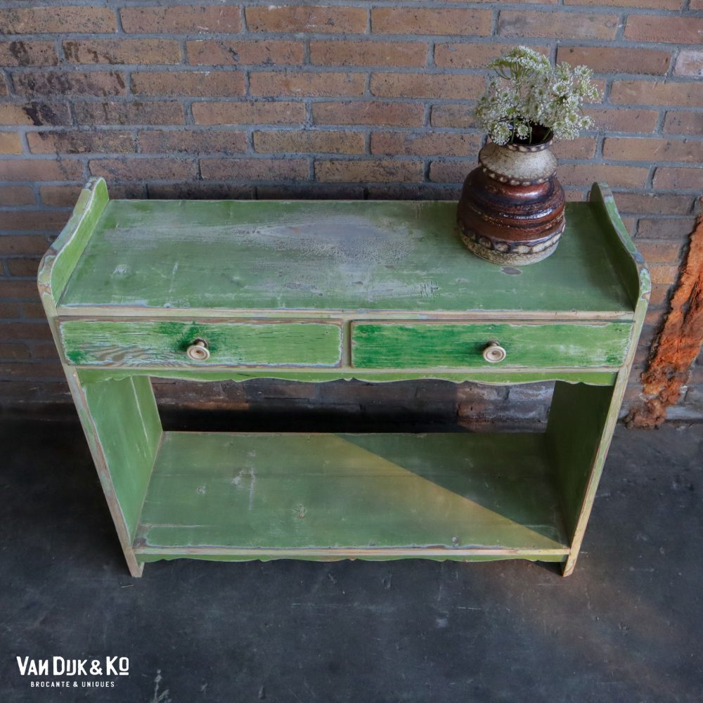 Brocante groen kastje