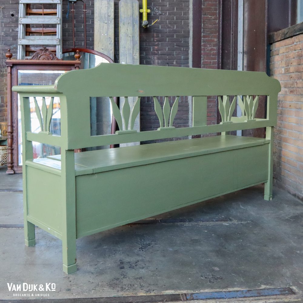 Groene houten klepbank - Afbeelding 5