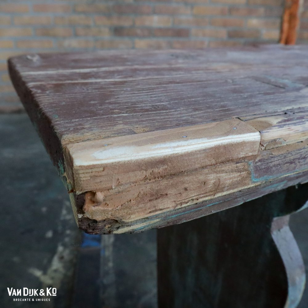 Brocante houten bankje - Afbeelding 7