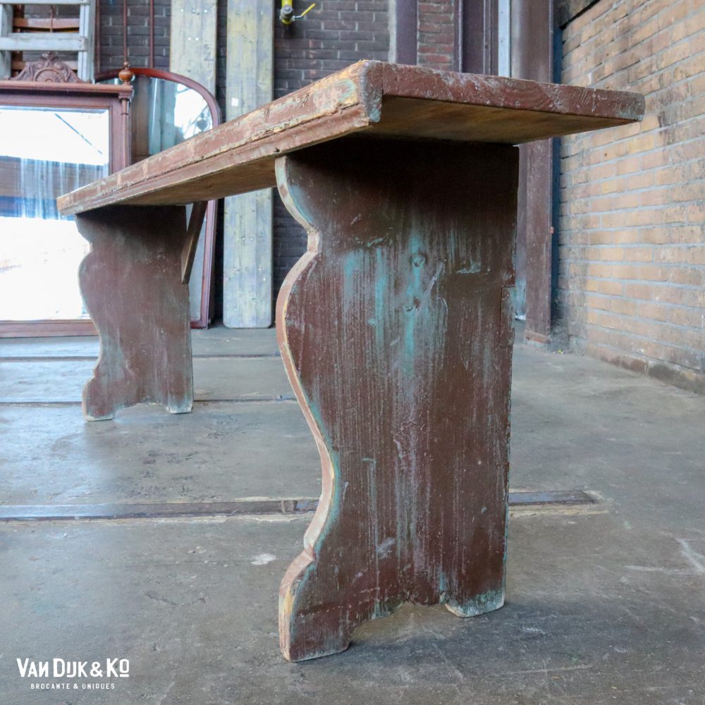 Brocante houten bankje - Afbeelding 4