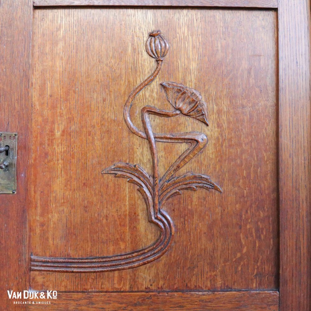 vintage kast met marmeren blad & spiegel - Afbeelding 8