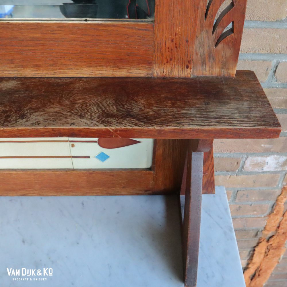 vintage kast met marmeren blad & spiegel - Afbeelding 6