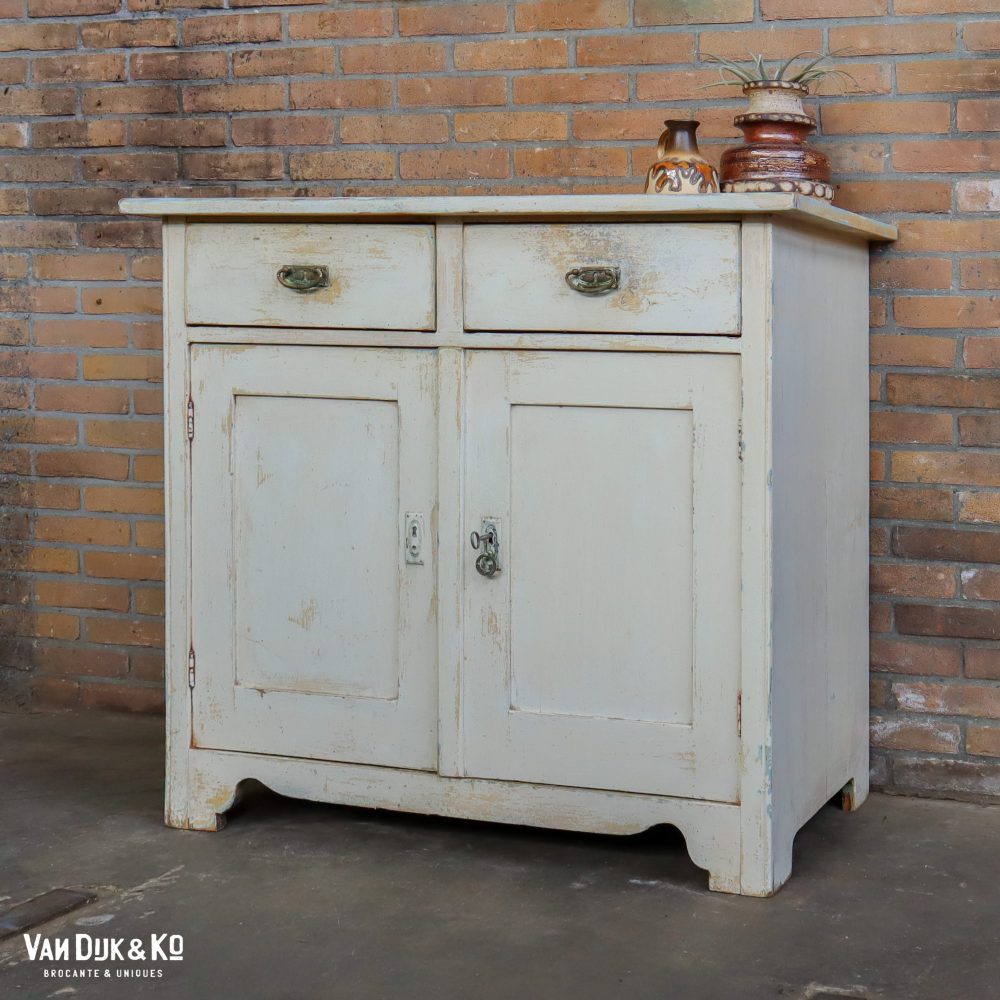 Brocante witte onderkast - Afbeelding 2