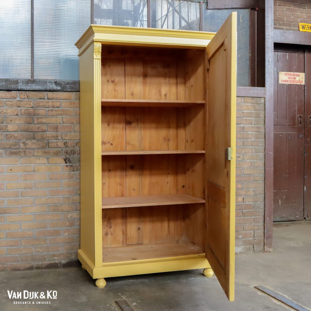 Brocante gele linnenkast - Afbeelding 3