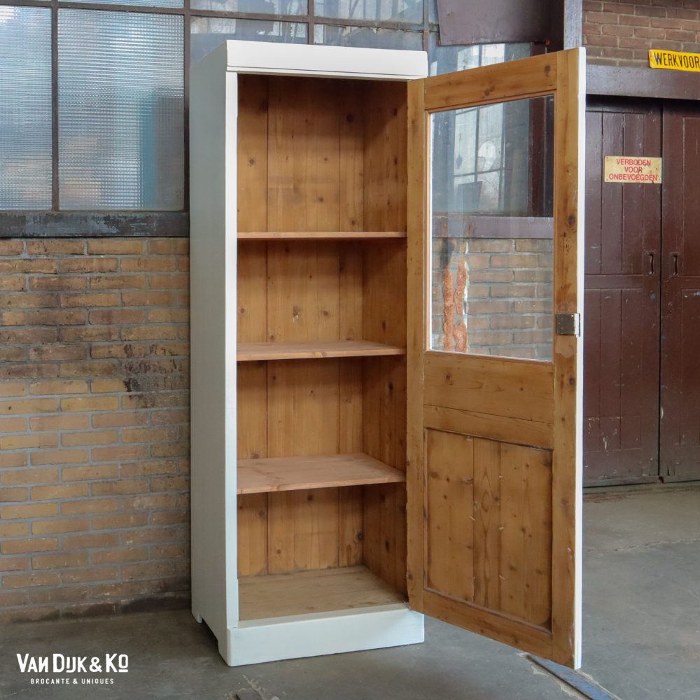 Brocante witte vitrinekast - Afbeelding 4
