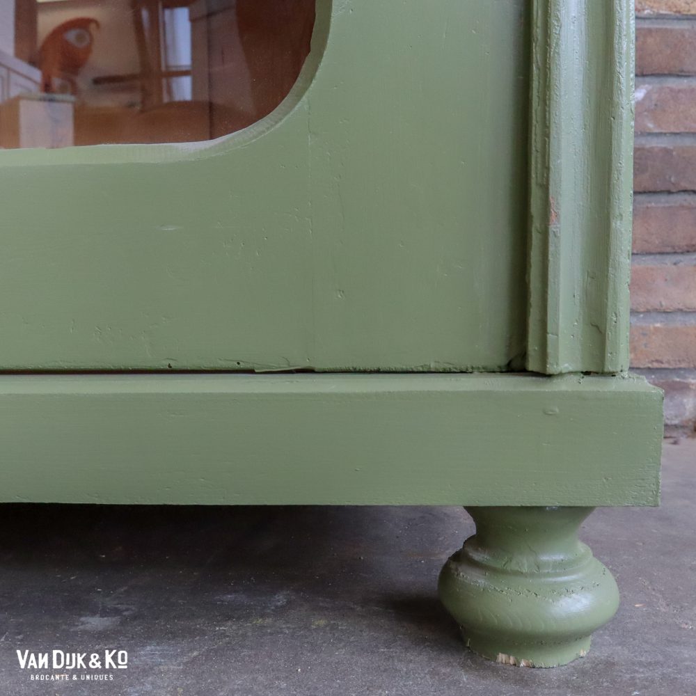 Brocante groene vitrinekast - Afbeelding 3