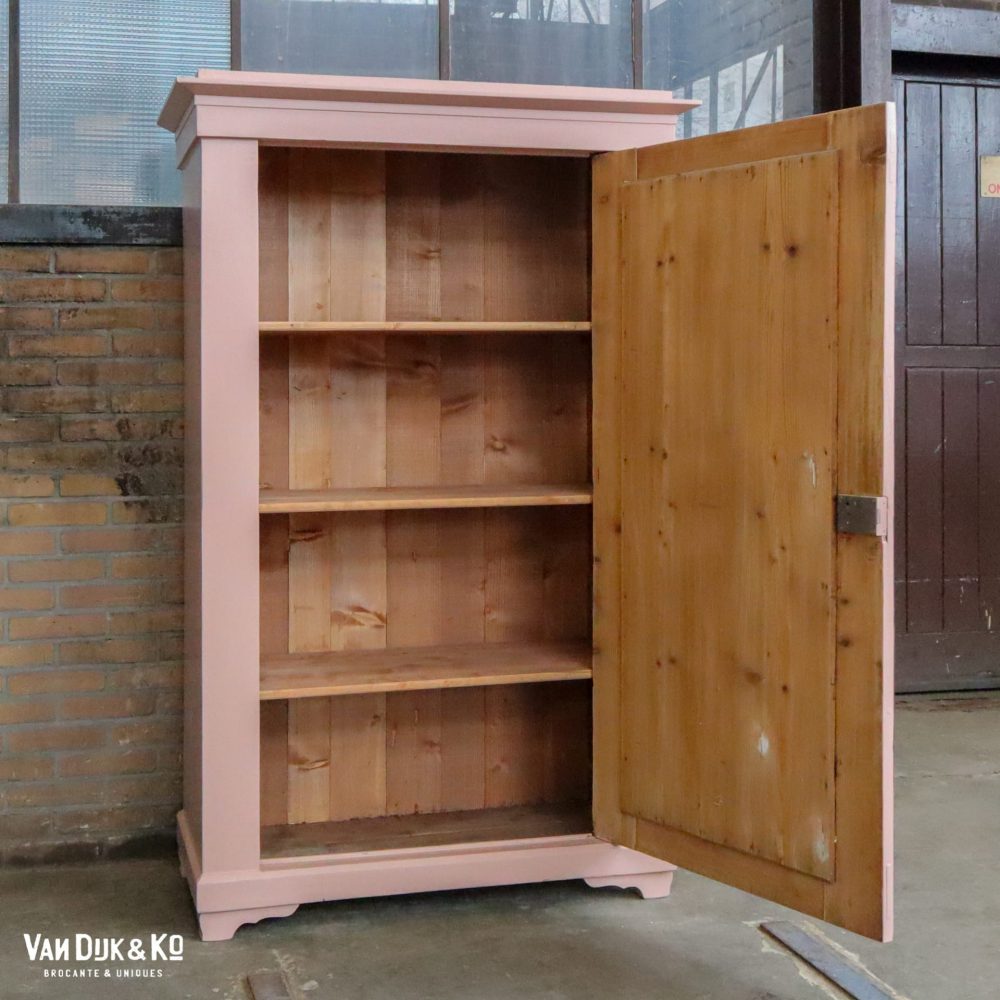 Brocante roze linnenkast - Afbeelding 6