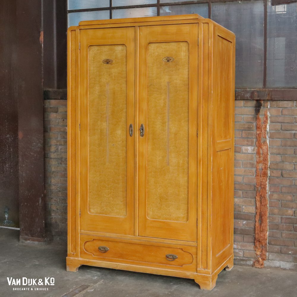 Brocante bruine linnenkast - Afbeelding 2