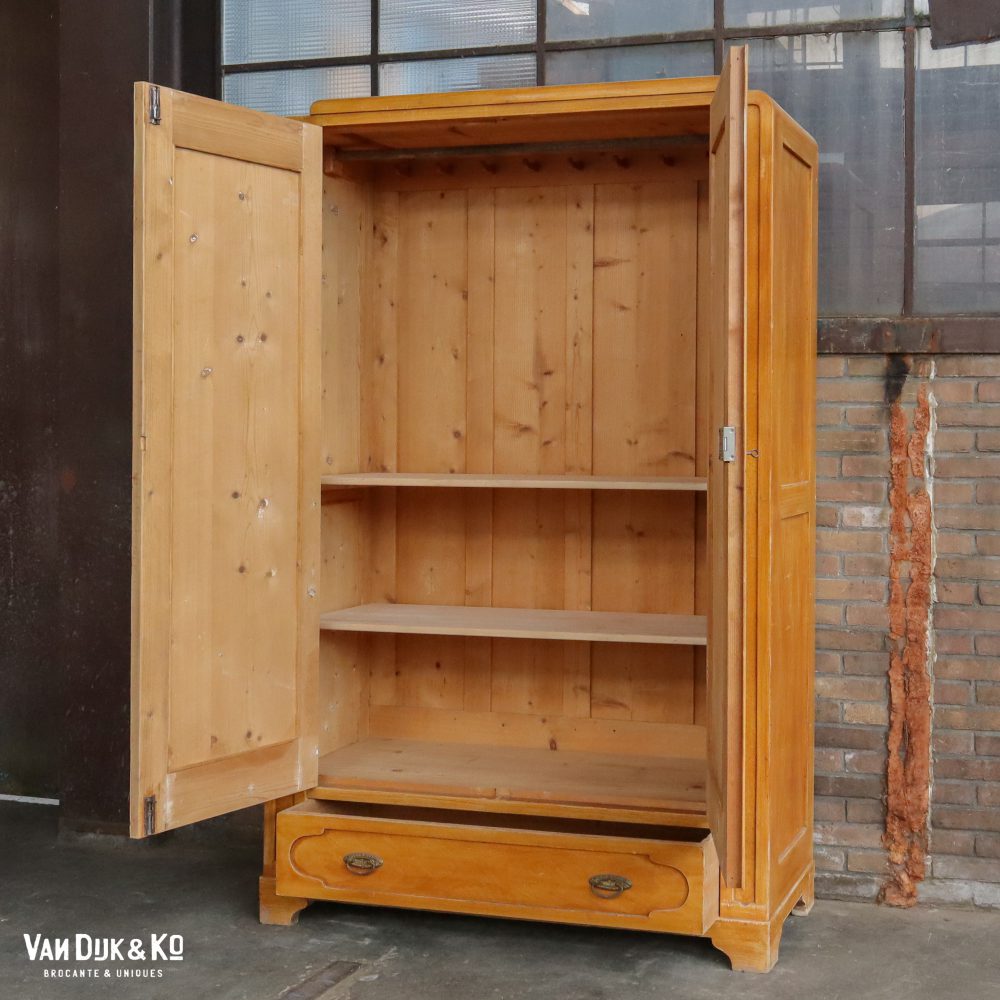 Brocante bruine linnenkast - Afbeelding 3