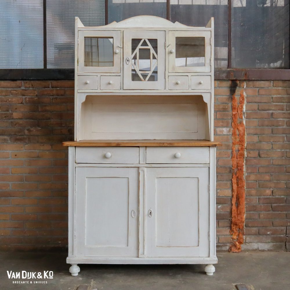 Brocante witte buffetkast - Afbeelding 4