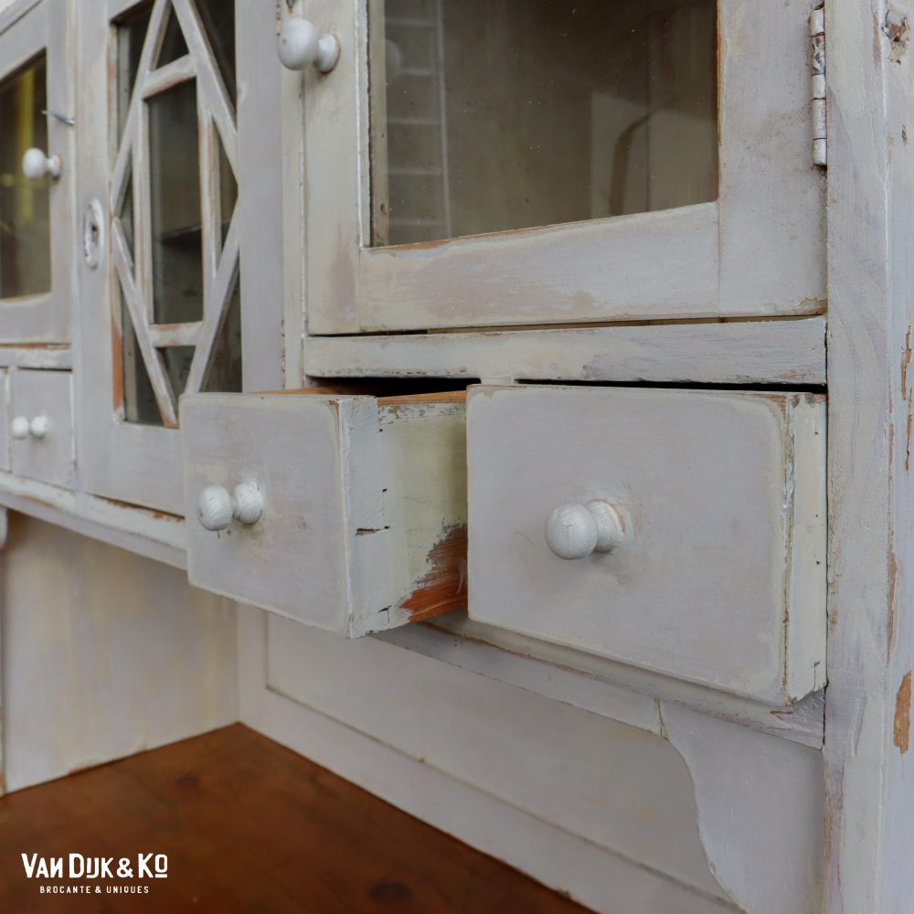 Brocante witte buffetkast - Afbeelding 3