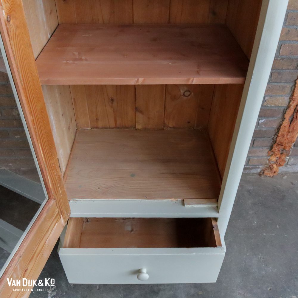 Lichtgroene eendeurs vitrinekast - Afbeelding 7