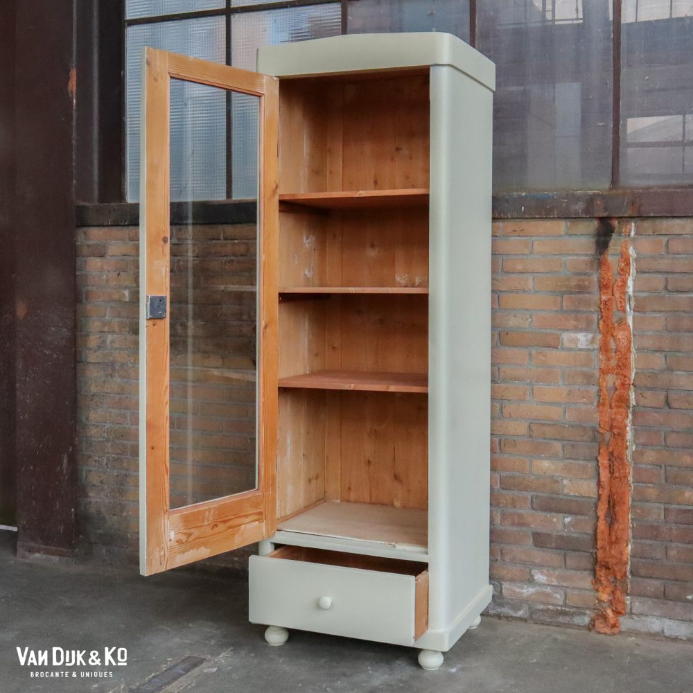Lichtgroene eendeurs vitrinekast - Afbeelding 6