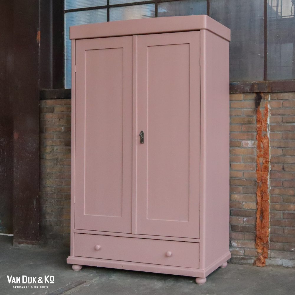 Brocante roze linnenkast - Afbeelding 5