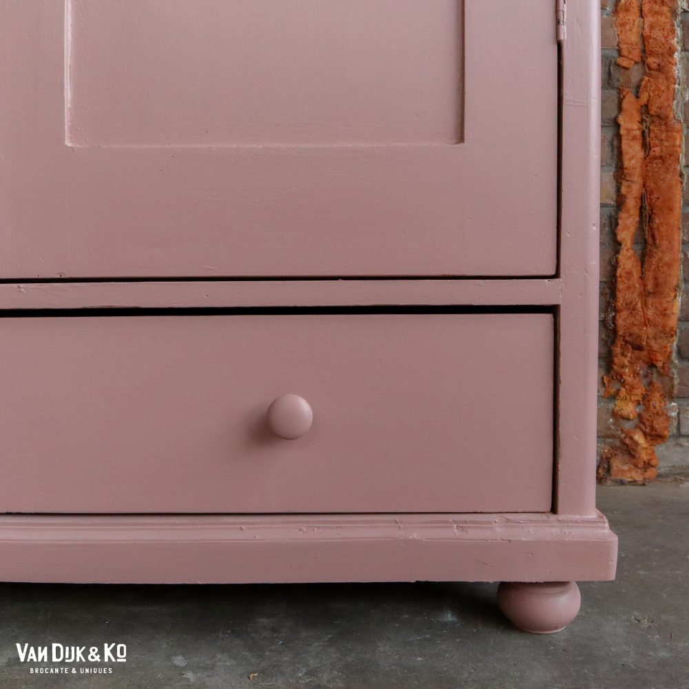 Brocante roze linnenkast - Afbeelding 3