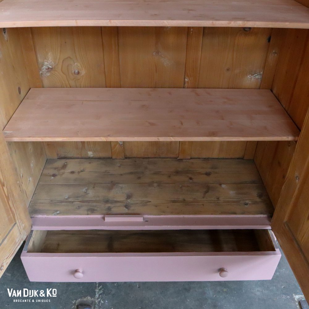 Brocante roze linnenkast - Afbeelding 10
