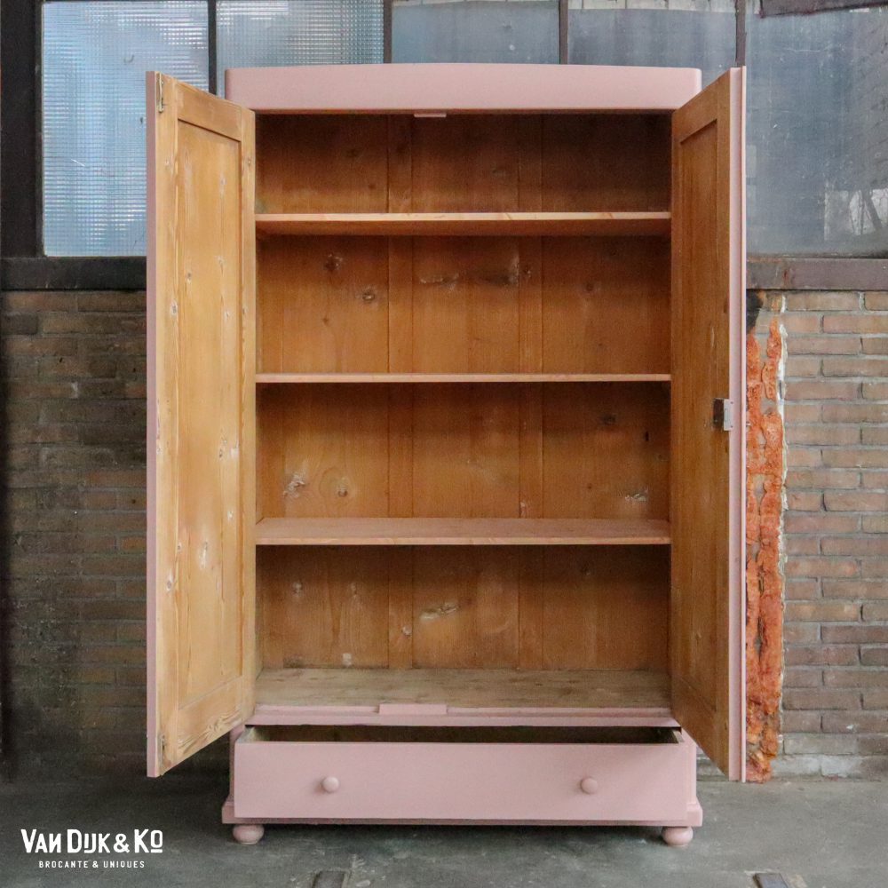 Brocante roze linnenkast - Afbeelding 9