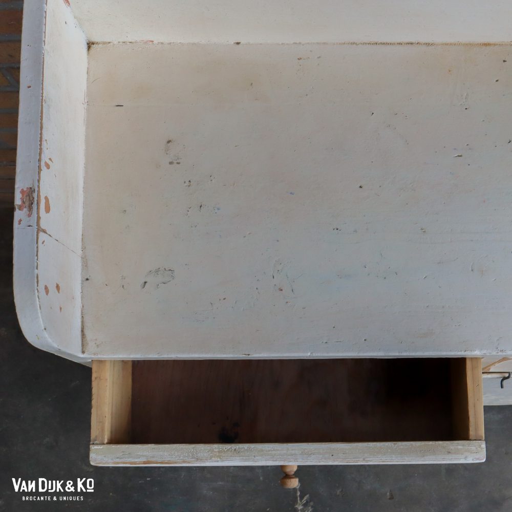 Brocante crème kleurige commode - Afbeelding 5