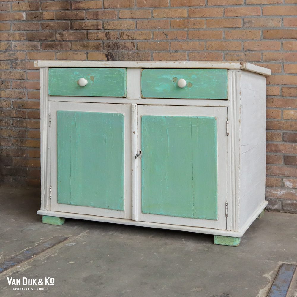 Brocante turquoise onderkast - Afbeelding 6