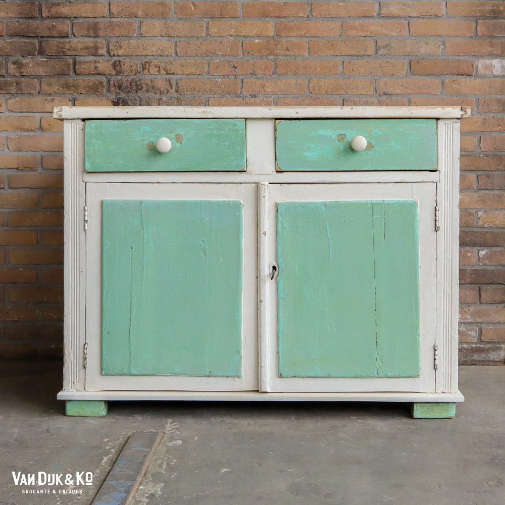 Brocante turquoise onderkast