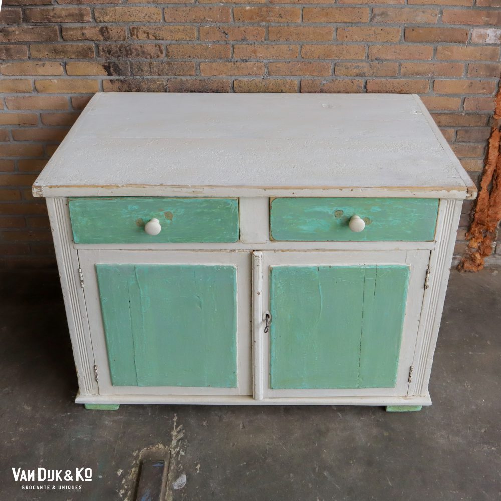 Brocante turquoise onderkast - Afbeelding 11