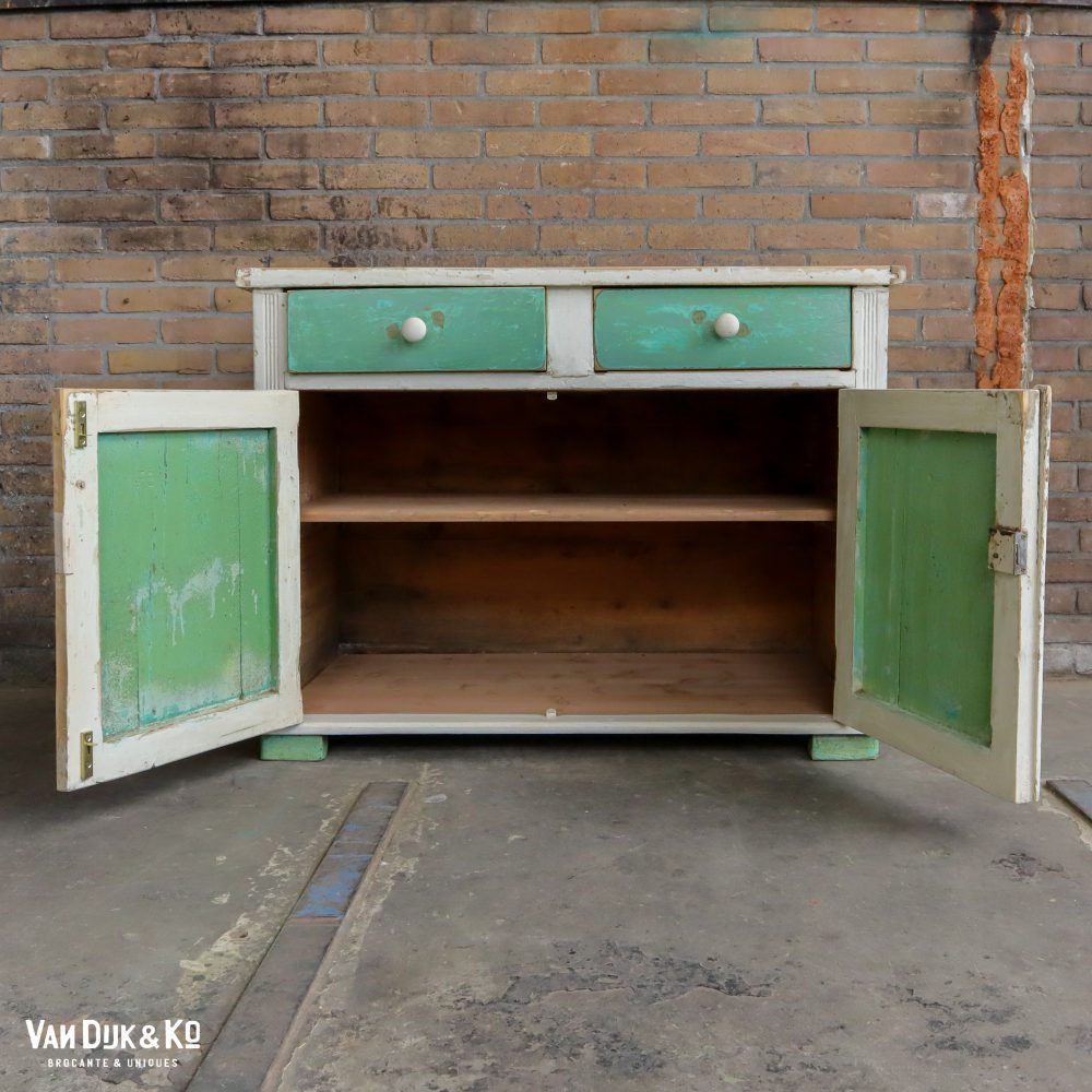 Brocante turquoise onderkast - Afbeelding 2