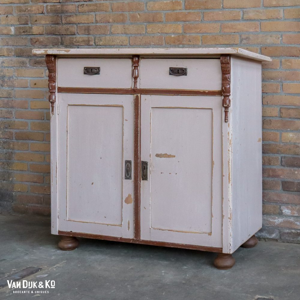 Brocante oud roze onderkast - Afbeelding 2