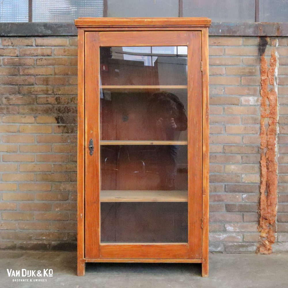 Vintage houten vitrinekast - Afbeelding 2