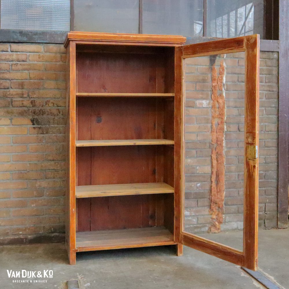 Vintage houten vitrinekast - Afbeelding 5