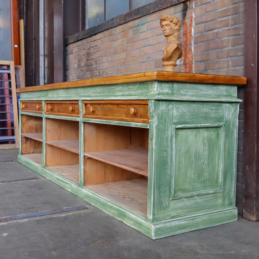 Groene houten toog - Afbeelding 2