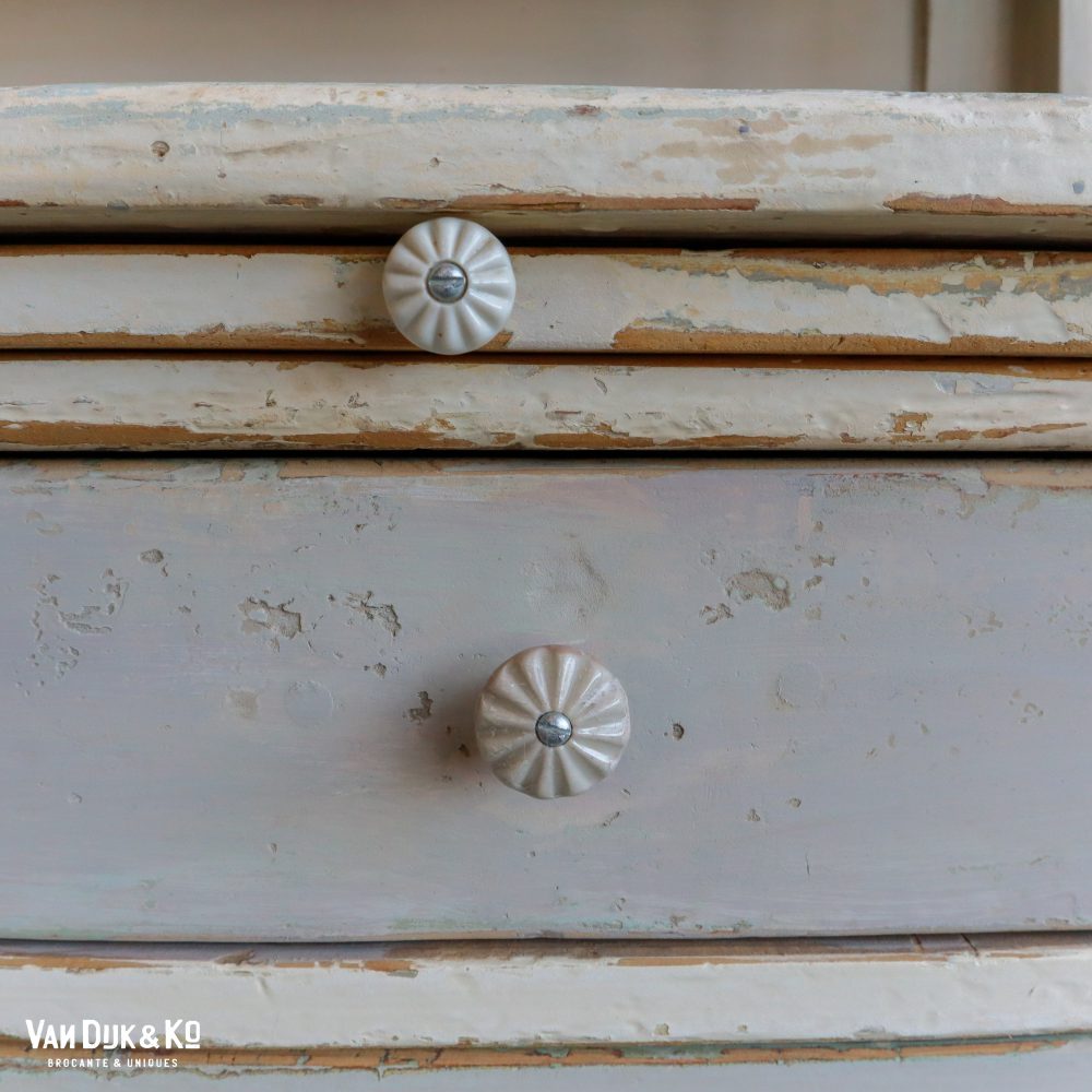 Brocante lichtblauwe buffetkast - Afbeelding 12