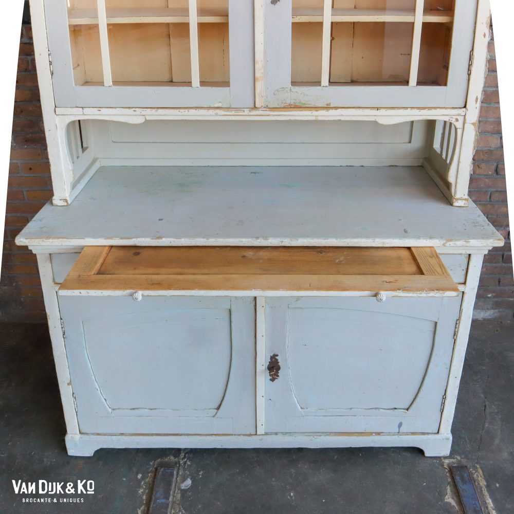 Brocante lichtblauwe buffetkast - Afbeelding 11