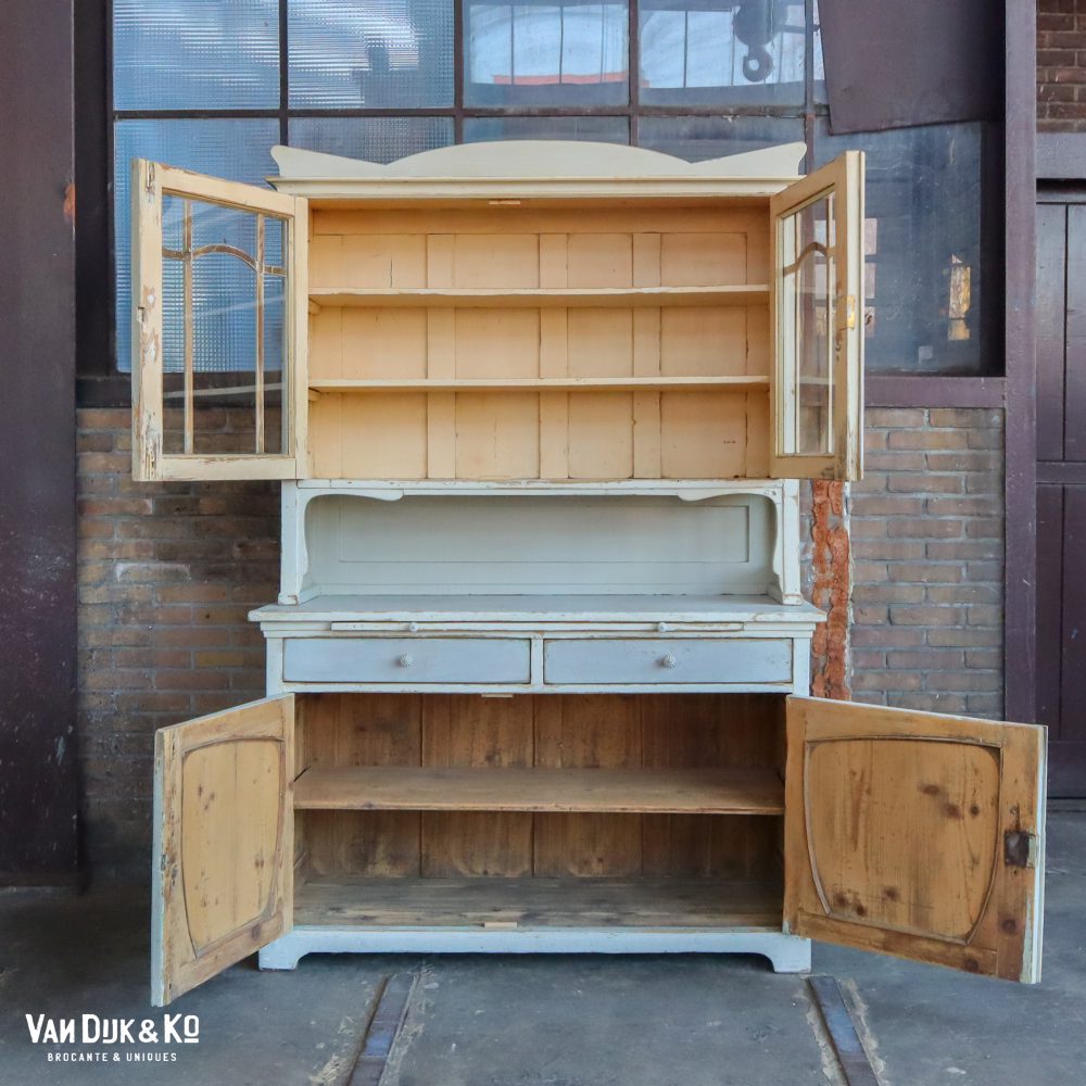 Brocante lichtblauwe buffetkast - Afbeelding 7