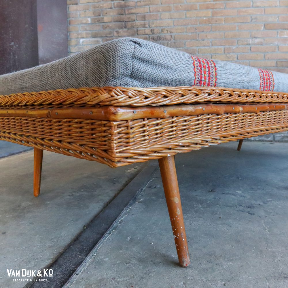 Vintage rotan bedbank - Afbeelding 2