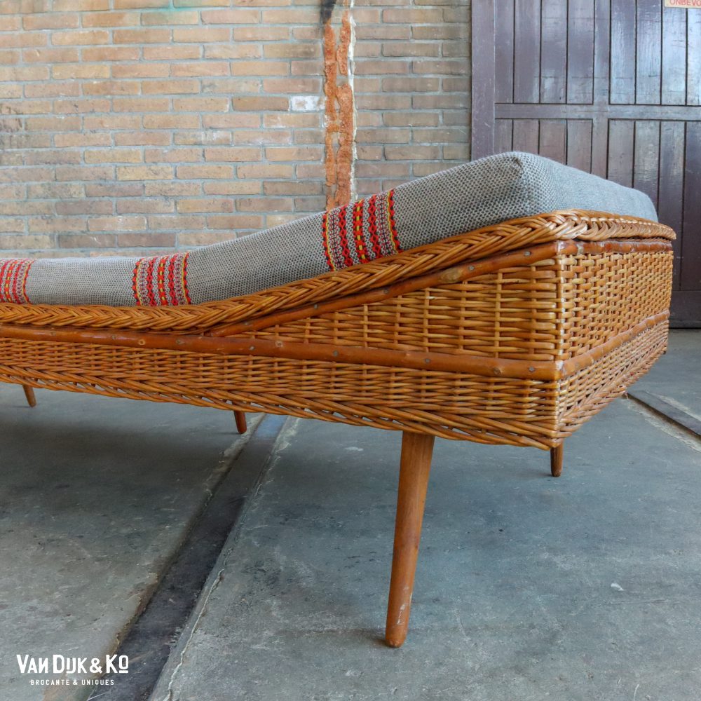 Vintage rotan bedbank - Afbeelding 4